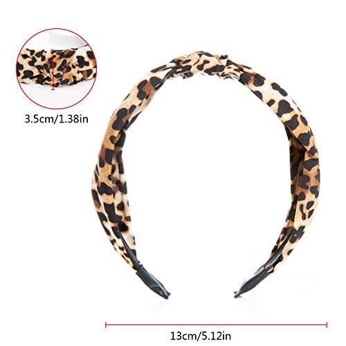 Diademas de Leopardo,Comius Sharp 6 Piezas Diademas Anchas de Leopardo con Nudo y Lunares,Diademas Anchas de Nudo Turbante Accesorios de Cabello de Satén Suave para Mujeres Niñas.