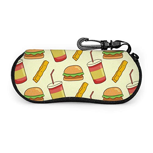 Dibujos Animados Burger Hamburguesa Papas Fritas Bebida Gaseosa Funda De Gafas Funda Portátil Caja Para Gafas De Sol Gafas Duro Caso Con Cremallera Con Mosquetón Para Niña Chico