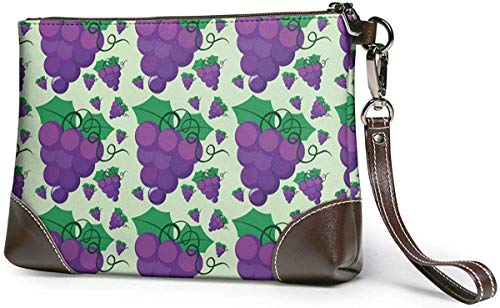 Diseño con Uvas Frescas, Brazalete de Cuero Verde, Bolso con Cremallera, Bolsos, Carteras para Mujeres, billeteras para teléfonos con Ranuras para Tarjetas de Correa