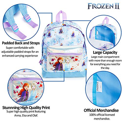 Disney Frozen 2 Mochila Escolar Infantil Para Niñas Adolescentes, Princesas Disney Anna Elsa, Mochilas Escolares Juveniles Bolsillo Delantero Confeti Brillante, Regalos Para Niños Colegio Viaje