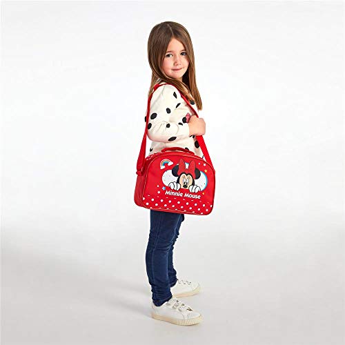 Disney Neceser Minnie Rainbow Adaptable a Trolley con Bandolera, Rojo, 25x19x10 cm