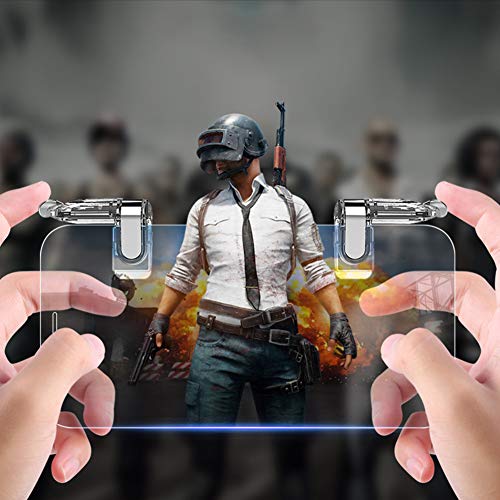 DLseego Triggers para PUBG Mobile, Gatillo del Controlador de Juego Móvil PUBG L1R1 Mobile Trigger Joystick para Teléfono Móvil PUBG/Knives out/Rules of Survival (1 par Clear Mobile Triggers)