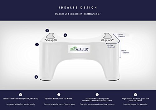 Dr. Wellthy - ¡El taburete del tocador! - antideslizante anti constipación curar squat hemorroides