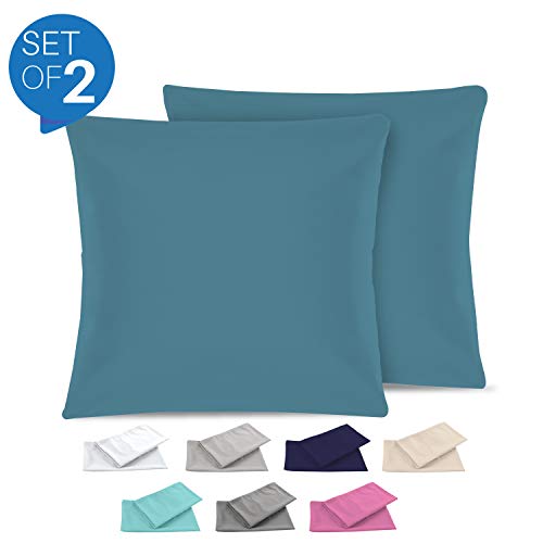 Dreamzie - Set de 2 x Funda de Almohada 60x60 cm, Azúl, Microfibra (100% Poliéster) - Fundas de Almohadas Hipoalergénica - Fundas de Cojines de Calidad con una Suavidad Incomparable