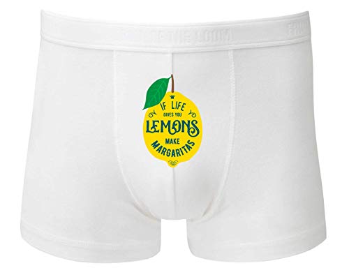 Druckerlebnis24 - Calzoncillos bóxer para hombre y hombre, diseño de limón Blanco XL