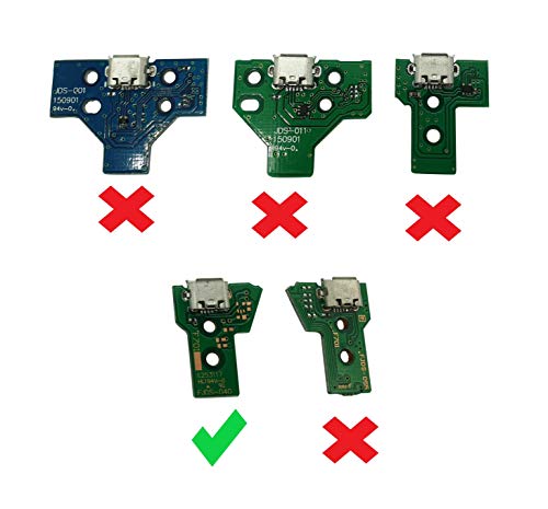 DualShock JDS-040 - Juego de 2 Puertos de Carga USB para Sony PS4 V2 1st Gen (Pro/Slim) (Incluye Cable de Cinta de 12 Pines, Destornillador y Herramienta de Apertura)