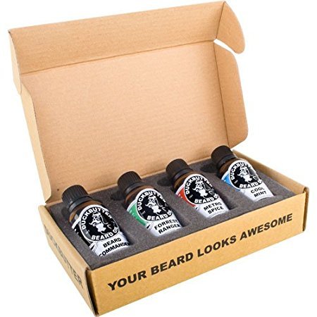 DUCKBUTTER Aceite Para Barba de Duck Butter – Juego en Estuche de Regalo de 4 Botellas de Este Producto Natural y Orgánico - ¡LA MEJOR OFERTA! - Duck Butter Beard Oil - Natural & Organic 4-Pack Boxed Gift Set