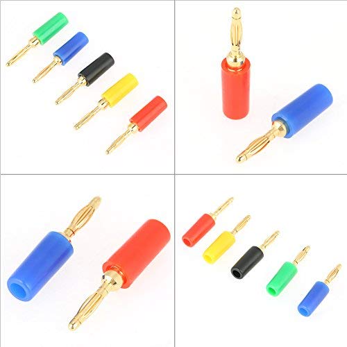 Duokon 2mm Colores Mezclados Banana Plugs Chapado en Oro Cable de Altavoz Musical Cable Pin Jack Sondas de Prueba Conectores para Amplificador (20 Unidades/Juego)