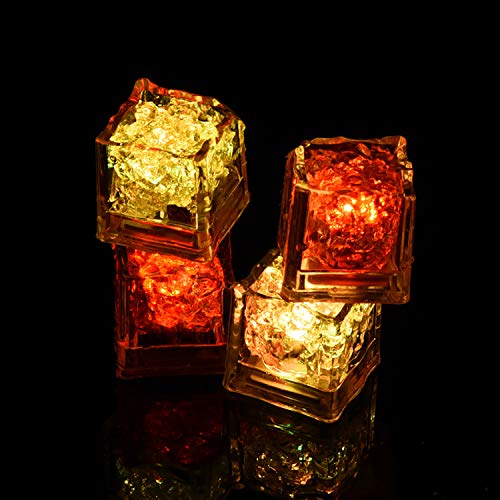 eCrazyBaby Luces LED submarinas intermitentes, Forma de cubos de hielo, Sensor de líquido Luces multicolores (12 piezas), Para beber vino, Torre de Champagne, Fiesta de bodas, Decoración navideña