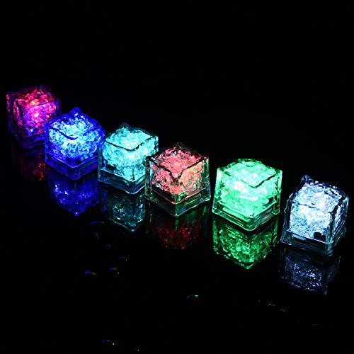 eCrazyBaby Luces LED submarinas intermitentes, Forma de cubos de hielo, Sensor de líquido Luces multicolores (12 piezas), Para beber vino, Torre de Champagne, Fiesta de bodas, Decoración navideña