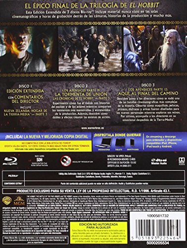 El Hobbit 3: La Batalla De Los Cinco Ejercitos Edición Extendida Blu-Ray [Blu-ray]