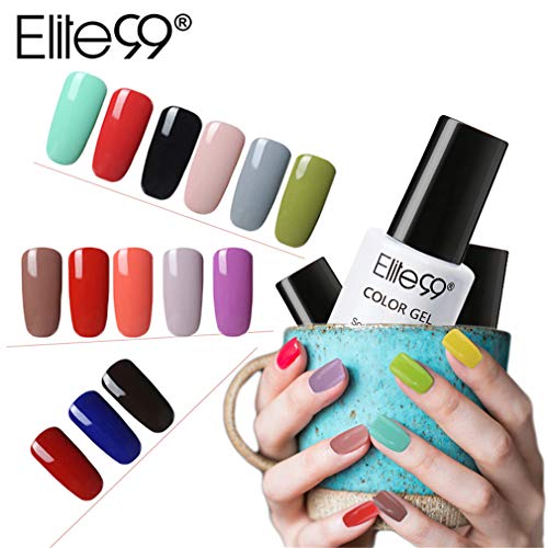 Elite99 Esmalte de Uñas 3 en 1, Esmaltes Semipermenentes para Uñas, 6pcs Kit de Uñas de Gel One Step, Soak off Pintauñas de Colores para Manicura, Tamaño Pequeño 7ml - 008