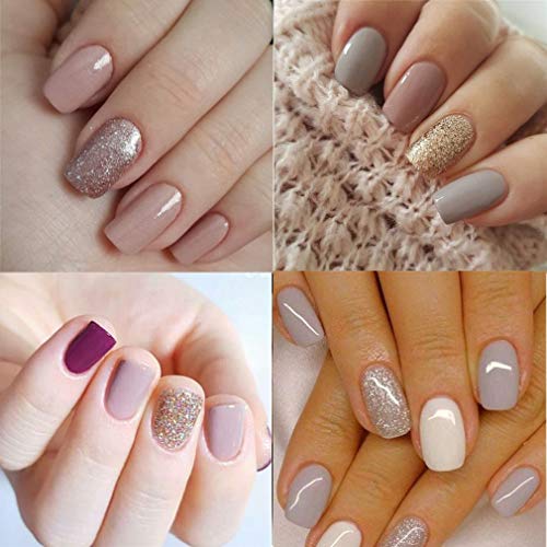 Elite99 Esmaltes Semipermanentes de Uñas en Gel UV LED, 6pcs Kit de Esmaltes de Uñas de Color Nude y Brillo Glitter 10ml 004