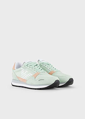 Emporio Armani X3X058XL481R - Zapatillas bajas para mujer, color azul y verde claro Verde Size: 40 EU