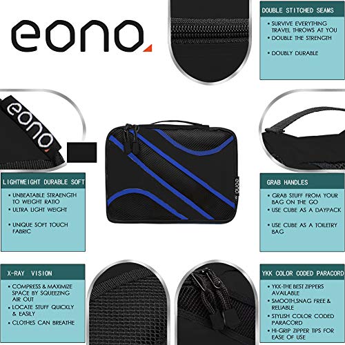 Eono by Amazon - Organizadores de Viaje Cubos de Embalaje Organizadores para Maletas Travel Packing Cubes Equipaje de Viaje Organizadores Organizadores para el Equipaje, Negro, 6 Pcs