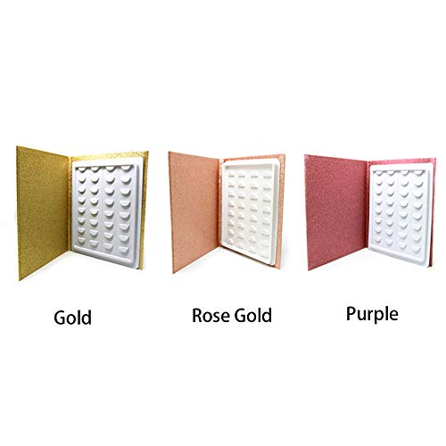 Erthree16 pares de libros de almacenamiento de pestañas, contenedor de muestra de maquillaje, catálogo de pestañas, papel de purpurina de viaje, Rose gold, 1.00[set de ]