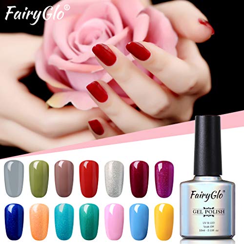 Esmalte de Uñas 3 en 1 Esmaltes Semipermenentes para Uñas Kit de Uñas de Gel One Step Soak off Pintauñas de Colores para Manicura 6pcs 10ml de Fairyglo - C008