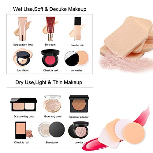 Esponja Maquillaje, 20 Piezas Makeup Blender, Beauty Blender, Esponja desmaquillante Facial, Profesional Redondo y Cuadrado Esponja para Base de Maquillaje, Líquidos, Cremas, Polvos, Uso Húmedo y Seco