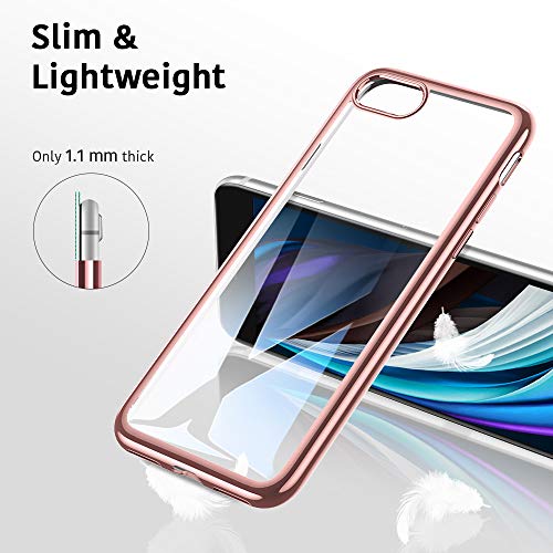 ESR Funda para iPhone SE/8/7 [Funda TPU][No amarillea][Tapa Trasera de Solo 1,1 mm] [Esquinas con Absorción de Golpes][Funda de Silicona Flexible] Oro Rosa