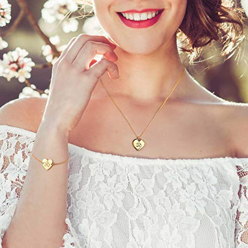 ESSIE ODILA Pulsera de Mujer Om religioso corazón Colgante en Plata de Ley 925, Regalo de cumpleaños, Navidad para la Madre, Esposa, Novia, Hija, Hermana, niña