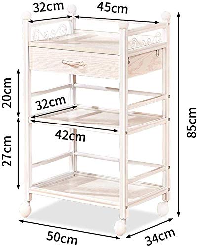 Estante de la carretilla retro del equipo de la belleza de la compra de tres niveles con el cajón del salón de belleza peluquería de la carretilla en rack de peluquería carro de la herramienta (Color: