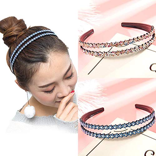 Estilo Headwear Rhinestones Hair Hoop Hairband Wide Plain Headband Dientes Peine Hair Hoop Bling Headwrap for mujeres Elegante y Exquisito