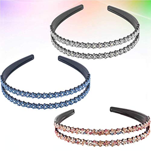 Estilo Headwear Rhinestones Hair Hoop Hairband Wide Plain Headband Dientes Peine Hair Hoop Bling Headwrap for mujeres Elegante y Exquisito