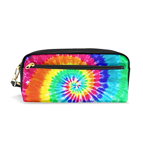 Estuche para lápices Tie Dye con compartimentos para niños Grils Bolígrafo Bolso para lápices Estuche para lápices Organizador Gran cremallera de cuero largo ~ W7