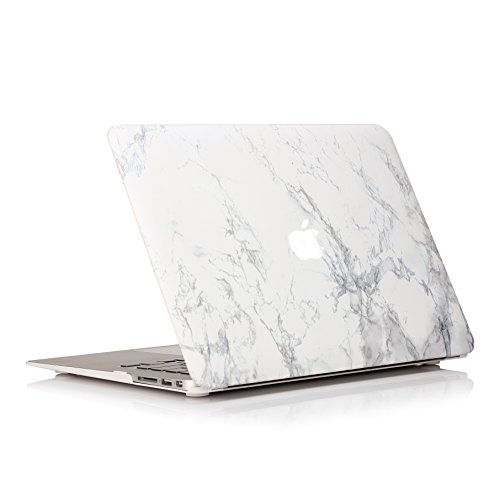 Estuche Ruban MacBook Air de 13 pulgadas - Se adapta a las generaciones anteriores A1466/A1369, funda protectora con cierre a presión rígida delgada, mármol blanco