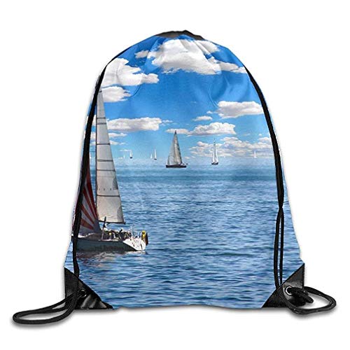 Etryrt Mochilas/Bolsas de Gimnasia,Bolsas de Cuerdas, Drawstring Backpack Sailing-Boat-Sail-Holiday Cool Gym Drawstring Bags Travel Backpack Tote School Rucksack