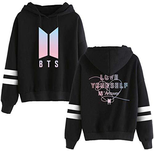 EUDOLAH Sudadera de Mujer con Brazo Coreano BTS Bangtan Boys Jin Jung Jimin Suga Rap Hoodie(Large,A- LYJ Negro-1)