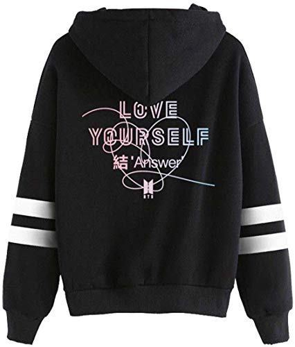 EUDOLAH Sudadera de Mujer con Brazo Coreano BTS Bangtan Boys Jin Jung Jimin Suga Rap Hoodie(Large,A- LYJ Negro-1)