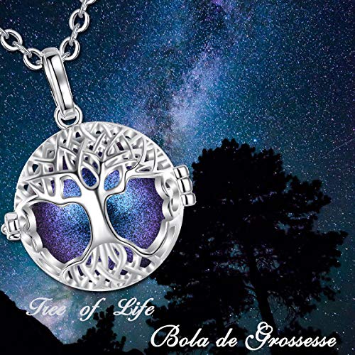 EUDORA Harmony Ball Llamador de Angeles Arbol de la Vida Cadena Colgantes Joyería para Mujer Niña Regalos Originales Carillón Música Cadena con Collar, 76,2cm (Azul Estrellado)