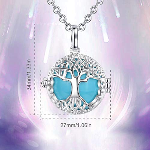 EUDORA Harmony Ball Llamador de Angeles Arbol de la Vida Cadena Colgantes Joyería para Mujer Niña Regalos Originales Carillón Música Cadena con Collar, 76,2cm (Azul Estrellado)