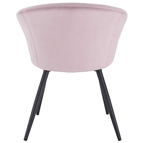 EUGAD Set de 1 Sillas Comedor Vintage Diseño Sillas Tapizada Nórdicas Moderna en Terciopelo Patas de Metal Silla de Cocina Silla Tulip Silla de Salón Rosa