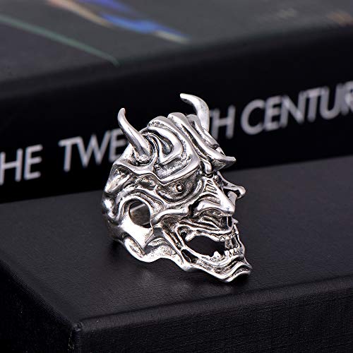 EVBEA Anillos Hombre Máscara de Hannya Prajna Joyería Japonesa Punk Rcoker clásica Anillos de Calavera para Hombres