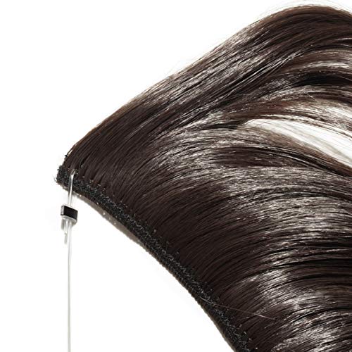 Extensión de cabello Diadema individual con hilo invisible Rizado Ondulado Extensiones de cabello sintético de 24 pulgadas / 60 cm sin pinzas 3/4 Cabeza completa, Marrón oscuro