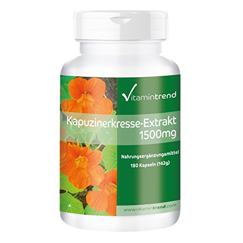 Extracto de Capuchina 1500mg – Nasturtium –180 cápsulas veganas – 10x concentrado – para vejiga y pulmones