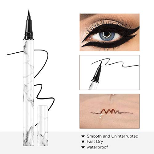 Eyeliner, Delineador de ojos, Delineador líquido de ojos, Delineador de ojos Impermeable, 2PCS negro Delineador Trazo Extrafino, Preciso Secado rápido,Delineador de larga duración, negro y marrón