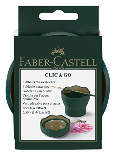 Faber-Castell - Vaso para el agua Clic & Go plegable fácil de guardar, color verde y oro