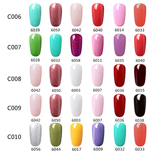 Fairyglo 3en 1 Esmaltes Semipermanentes en Gel UV LED, 6pcs Kit de Un paso Esmaltes de Uñas 10ml 002