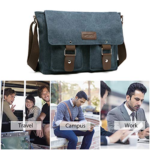 FANDARE Bolsos de Bandolera a Hombro de Lona Mensajero Bolso para Hombres/Mujeres Messenger Bolsa Bolsa de Viaje 7.9 Pulgadas Bolsa de iPad, para Trabajo,Viajar,Colegio,Shopper Azul