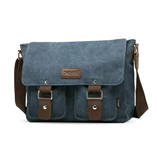 FANDARE Bolsos de Bandolera a Hombro de Lona Mensajero Bolso para Hombres/Mujeres Messenger Bolsa Bolsa de Viaje 7.9 Pulgadas Bolsa de iPad, para Trabajo,Viajar,Colegio,Shopper Azul