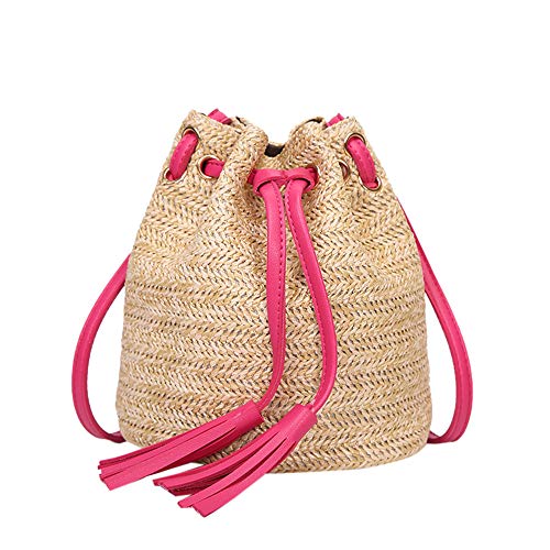 Fannyfuny bolsos para Mujer Bolsos Bandolera Elegante Bolso la Paja de la Rota Boho para el Bolso Tejido Bolso de la Paja del Embrague Hecho a Mano del Monedero