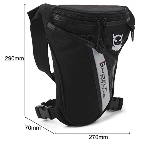 Fansport Bolso para Piernas, Negro Bolsa de Pierna Fanny Waist Pack Carreras de Motos Cintura Bolso de Cintura para Mochila Pierna Moto