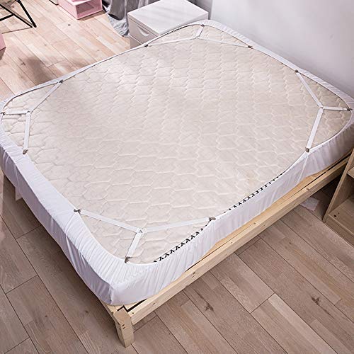 Felly 4 Piezas Sujetadores para Sábanas Ajustables Elásticos Correas Cama Clips para Sábana Bajera Fundas de Colchón Sofá (Blanco)