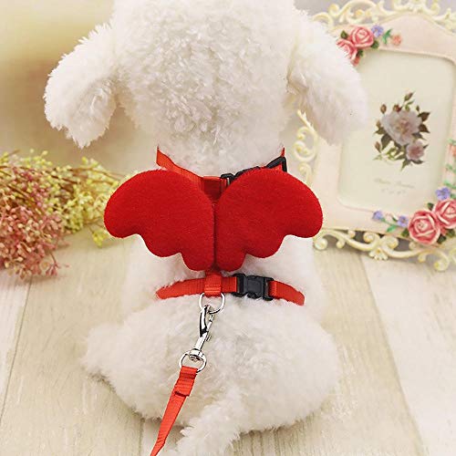 FHNLKFS Cute Angel Pet Dog Correas y Collares Set Puppy Leads para Perros pequeños Gatos Designer Ajustable Dog Arnés Pet Traction Rope-Azul M_España