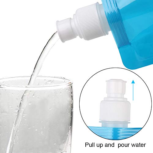 flintronic Botella de Agua Plegable, 8PCS Botella de Agua Plegable, Botella de Agua Potable Reutilizable de 680ml con Mosquetón de Aluminio para Senderismo, Ciclismo, Camping, Viajes, Escuela.