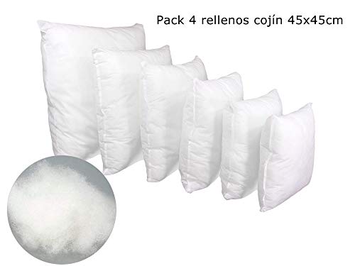 ForenTex Pack 4 Relleno Cojines 45x45 cm Fimullido Antialérgico, Blanco, 4