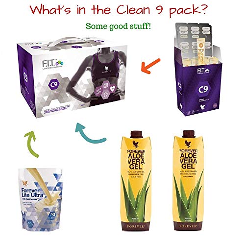 Forever living clean 9 programa de limpieza interna chocolate & vainilla eficaz y fácil de usar 5 productos bebida aloe vera dieta para perdida de peso. (Ultra vainilla)